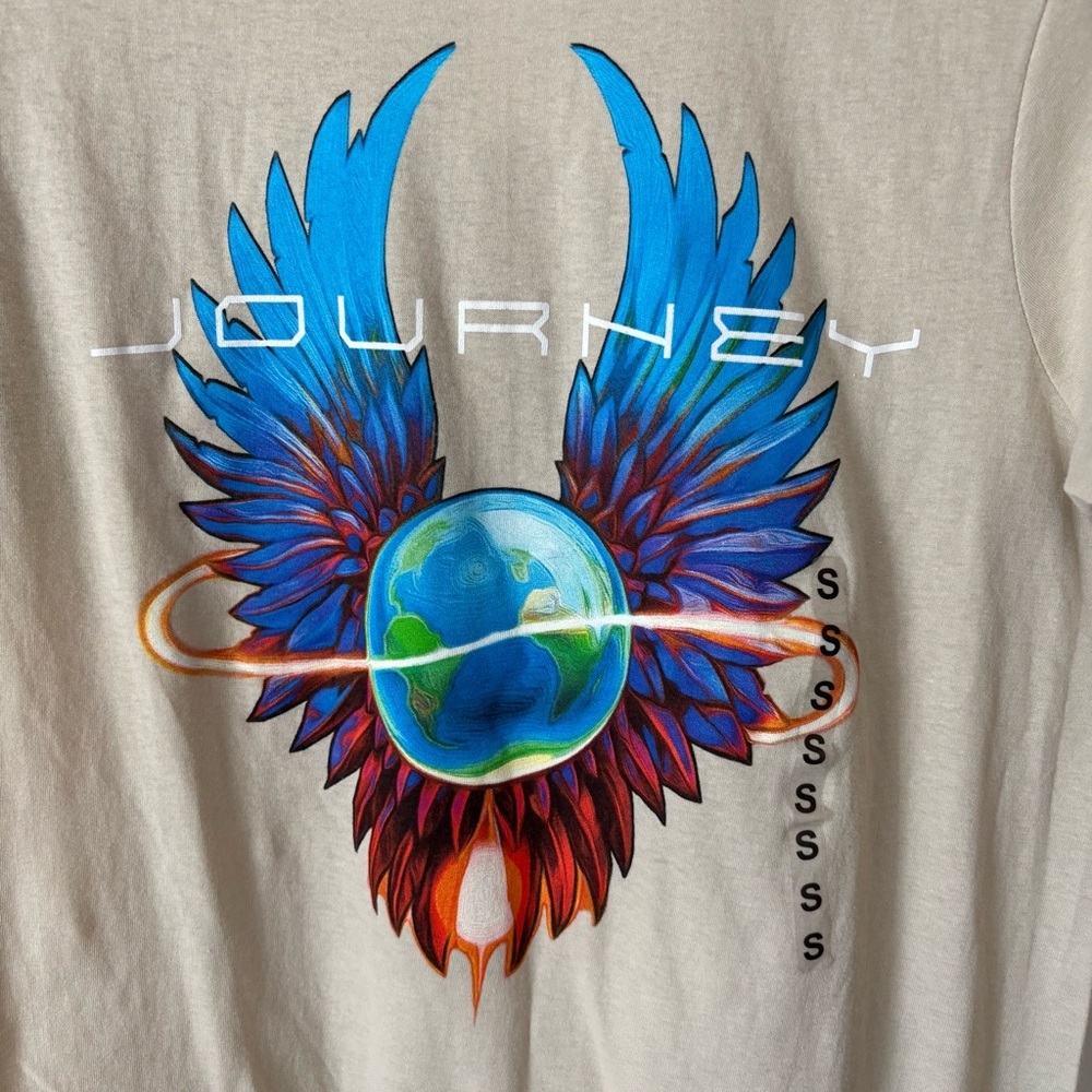 Journey New with Tags Band T-shirt Tan Size Small Short Sleeves - Picture 3 of 4